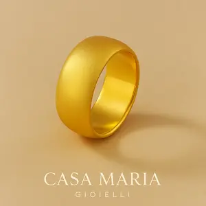 Gold Orbit Light Gold Band Ring – 24K Solid Gold - Casa Maria Gioielli