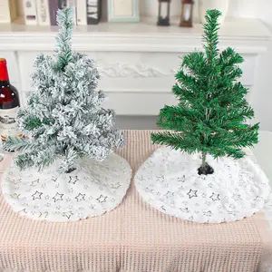 Mini Snowflake & Star Christmas Tree Skirt Cute Desktop Tree Base Decoration Festive Ornament for Small Trees