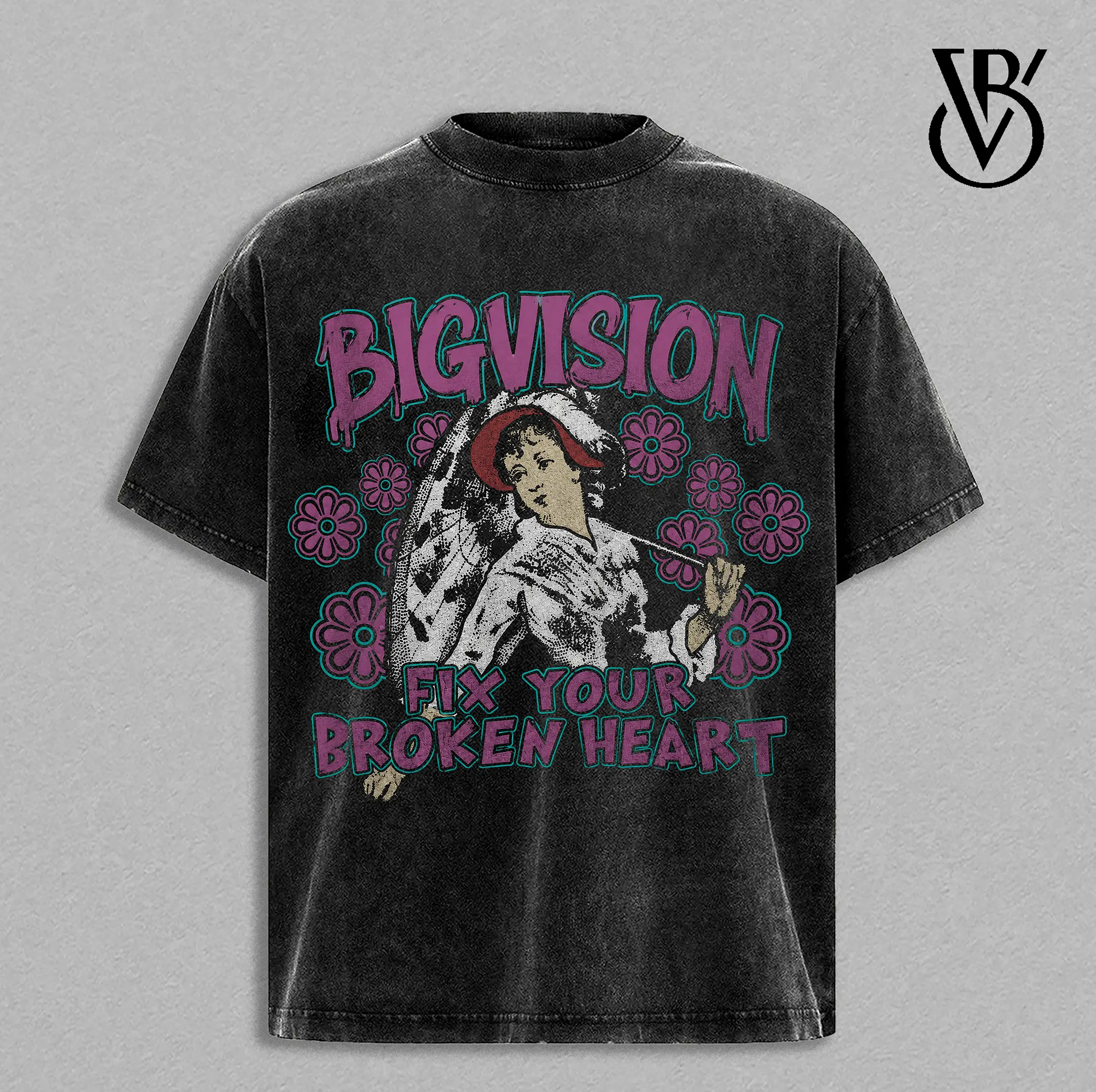 Broken Heart Shirt, Vintage Love Tee, Retro Graphic T-Shirt, Oversized Heavyweight Cotton Streetwear, Heartbreak Aesthetic Apparel, Y2K Fashion Tee
