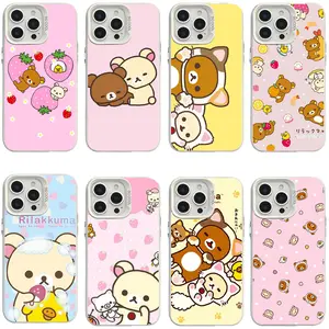 Rilakkuma Pastel Pink Strawberry Polka Dot Sweet Print Phone Case, Anti‑Scratch Protective Cover for iPhone 17, 16, 15, 14, 13, 12, 11, Pro, Pro Max, Plus | Samsung Galaxy S23, S24, S25, S26, Plus, Ultra, Great Christmas Halloween Birthday Thanksgiving Gi