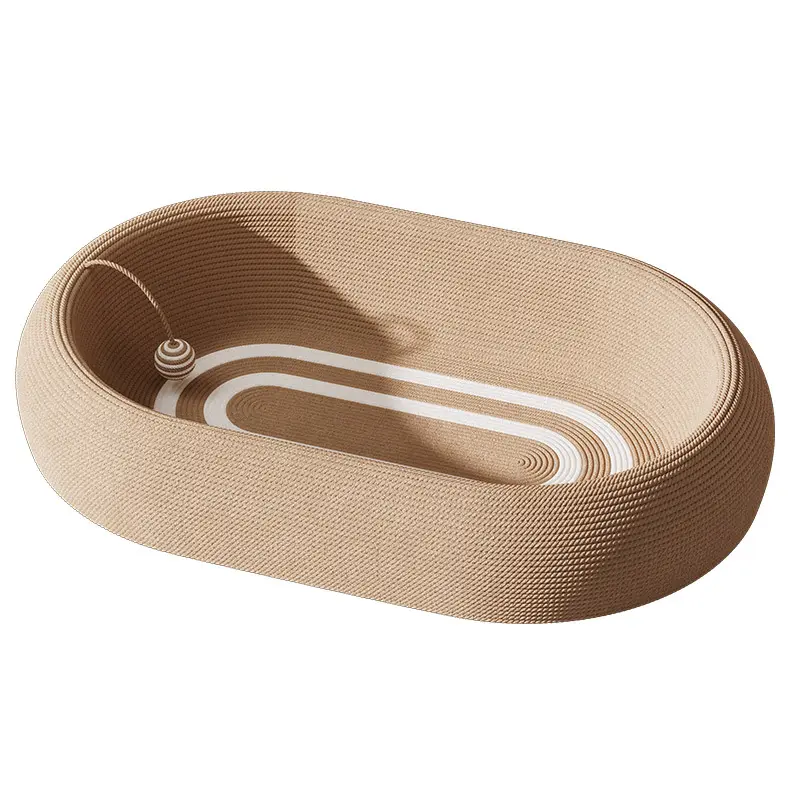Large Oval Natural Sisal Scratcher - Durable Non-Shedding Sisal Rope Scratching Pad, Cage Combo Outdoor Cat Pet Furniture Accessory