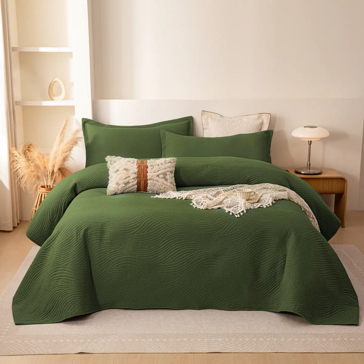 XAKING Classic Contemporary Clean Minimalist Cooling Bedding Set - Lightweight Soft Ultrasonic Solid Plain Comforter with Pillowcases, Multi-Size Twin/Queen/King Duvet Cover for Home Decor