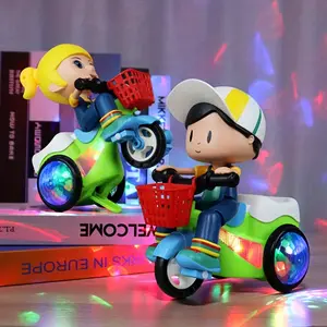 Robot Toys for Kids Spinning Stunt Car Toys Dancing Electric Trike Kids Motorcycle Cartoon Toy Interactive Toy with Music Light