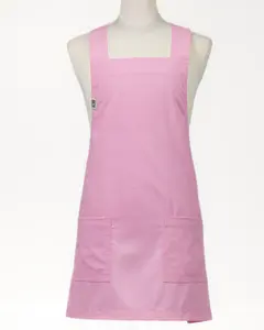 Pink Linen Crossback Chore Apron Unisex Japanese Style Smock Breathable Baking Apron for Men and Women