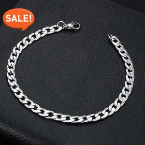 Men's Fashionable Silver Stainless Steel Bracelet - Modern Minimalist Style, Daily Wear Accessory, Ideal Holiday Gift for Friends and Family