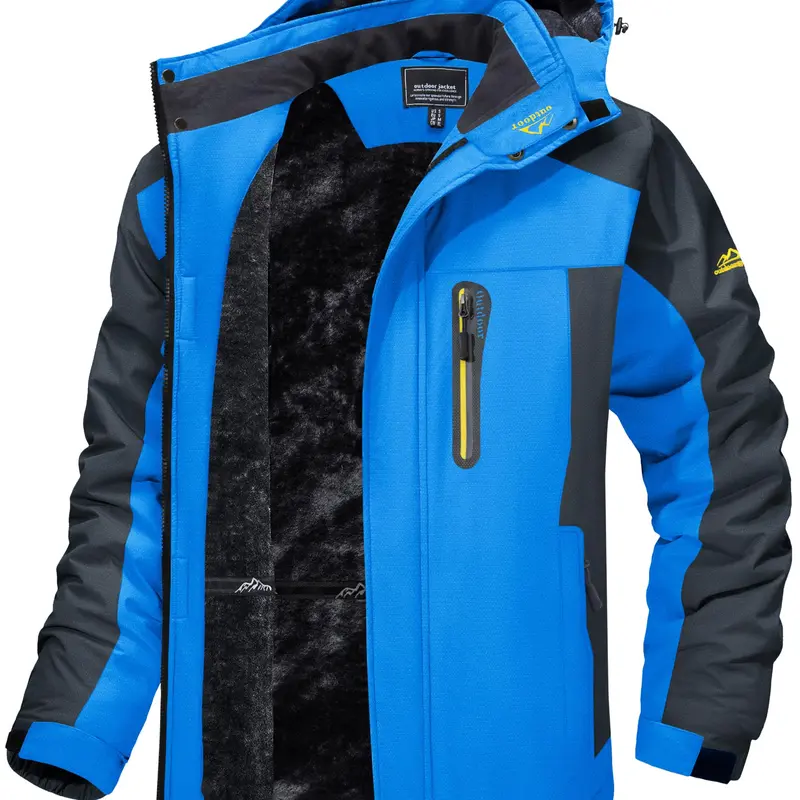 MAGCOMSEN Men's Clothing Fitted Winter Waterproof Fleece-Lined Snow Ski Parka Coat - Long Sleeve, Zip Closure, 5-Pocket Carry, Hunting Outdoor Guys Gifts Jacket