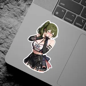 Uble Anime Girl 250th U.S. Vinyl Sticker, Patriotic Cute Waifu Girl Decal, USA Waterproof Sticker for Notebook Laptop Car Window Decor