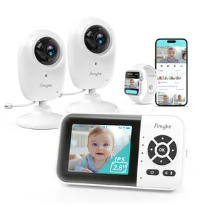 Simyke 2pcs Indoor Camera for Home 2.4G Smart Video Baby Monitor with 2.8" Display No Subscription Baby Monitor with 2-Way Audio Night Cry Detection 2-Way Talk WiFi No-WiFi Modes Supports Up to 4 Cameras Baby & Pet Monitoring