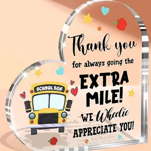 Acrylic Plaque Decor Heart Shaped Bus Driver Appreciation Gift, Christmas & Birthday Present for Men Women, Graduation Gift Idea for Bus Drivers