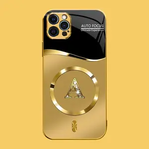 Suitable for [iPhone 12 Pro] high-end MagSafe phone case，Choose from any of the 26 letters， The pattern features a printed effect and is not 3D-dimensional YM99