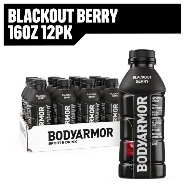 Blackout Berry Sports Beverage - Hydrating Electrolyte Drink, 16 Fl Oz Bottles (12 Pack), Flavored Coconut Water with B Vitamins, Vitamin C, Cane Sugar, Antioxidants, Dye Free for Adults