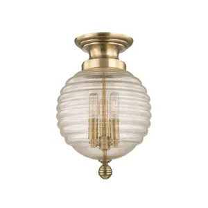 Coolidge Brass Mesh Ceiling Light with Spun Glass Beehive Design