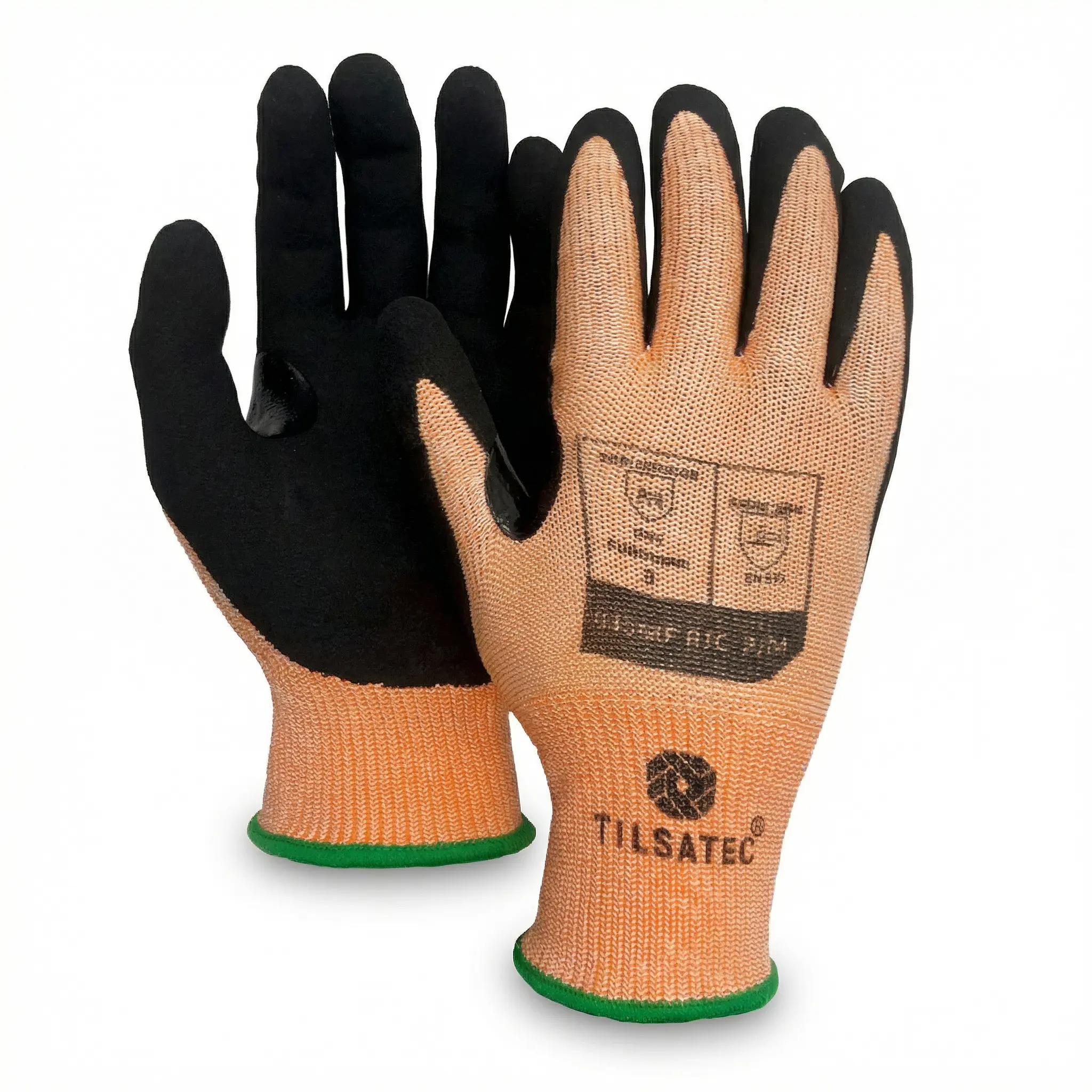 ANSI A4 Cut-Resistant Work Gloves, Sand-Textured Nitrile Coating, Reinforced Thumb Crotch, High-Dexterity Comfort Liner, Ergonomic Anti-Fatigue Design for Construction, Glass, Manufacturing, Metal Handling