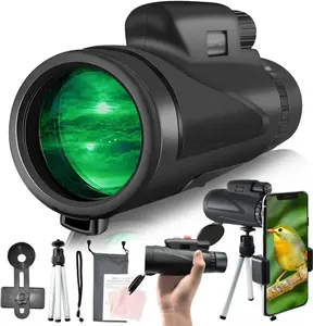 12X50 HD Monocular High Power Monocular Telescope for Adults, Monoculars for Wildlife Bird Watching Hunting Camping Travel Scenery with Smartphone Holder & Tripod