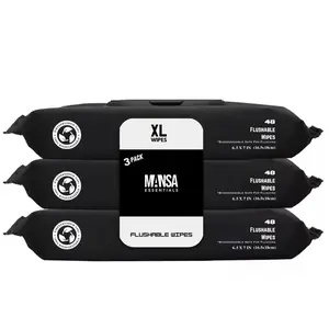 MANSA Essentials Warrior Wipes for Men – Extra Large Flushable Wipes (3 Pack, 144 Count) – 100% Plant-Based, Flushable & Septic Safe – Infused with Aloe Vera & Vitamin E – Unscented & Hypoallergenic