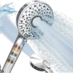 Magichome Filtered Shower Head with Handheld, High Pressure 10-Spd Detachable Chrome Showerhead with Stainless Hose, Water Softener Filter Beads for Hard Water - Remove Chlorine, Reduce Dry Itchy Skin