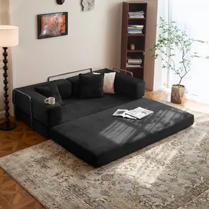 78 Inch 4-in-1 Boneless Cloud Sofa No Assembly Pop-Up Couch Ultra-Soft Lounging Apartment Essential  High-Density Sponge Filling Durable Corduroy Fabric External Steel Frame Multi-Functional Folding Sofa Bed Ergonomic Design Anti-Slip Pads