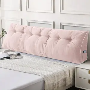 Headboard Pillow King, Wedge Pillow Headboard for Sitting Up in Bed, Back-Rest Triangular Cushion for Reading - Features Removable Washable Cover, Light Pink