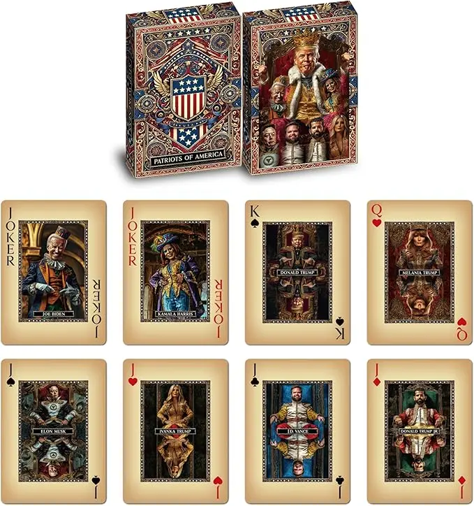 Trump Playing Cards - Family & Allies - Premium Collectors Deck Featuring Donald Trump, Melania, Ivanka, Elon Musk, J.D. Vance & The Jokers Biden & Kamala Harris - Perfect for Poker Nights