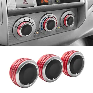 Compatible with Toyota Tacoma 2005-2015 A/C Air Conditioning Control Switch Knob Button, HVAC Control Knob Tacoma Heater Temperature HVAC Fan Control Knob (A Set of 3 Knobs) - Red
