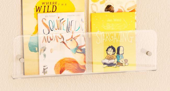 Lifewit 15" Floating Nursery Bookshelf, Clear Acrylic Wall-Mounted Racks for Kids' Magazines/Pictures, Ideal for Bedrooms and Living Rooms