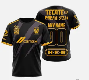 Personalized Tigres UANL Soccer Jersey | Custom Name Number Football Fan Shirt | Yellow Tiger Stripes Tee