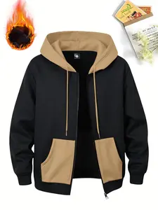 Autumn and Winter Men's Hoodie Long Sleeve Pullover with Zipper Pocket Design, Kangaroo Pouch, Drawstring Hood, Suitable for Street Style, Jogging Workouts, Travel, Vacation, Outdoor Commuting, Camping Wear, Casual Hooded Jacket for Men