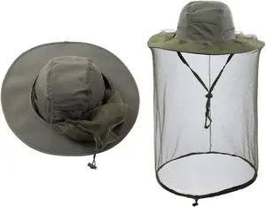 Beekeeper Veil hat gnats Insect Bug Mosquito Fishing Gardening Cap with Head net Netting mesh Hood for Men Women