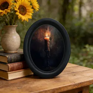 Vintage Candle Oval Frame Wall Decor, Gothic Style Bedroom & Study Decoration, Halloween Christmas Thanksgiving Holiday Artwork, Lightweight