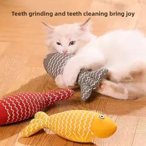 Pet Cat Interactive Toy Coarse Hemp Cloth Catnip Fake Fish Toy