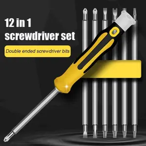12 In 1 Screwdriver Set Magnetic Bit Cross Flat Shaped Screwdriver Head