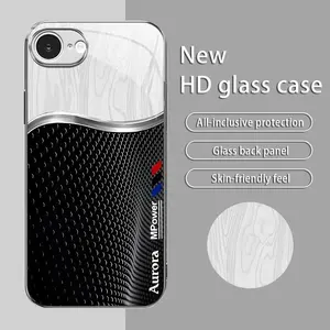 Suitable for [iPhone 16e] High-end simple silk electroplated metal glass mobile phone case, affordable, fully shockproof, drop-proof, wear-resistant-995