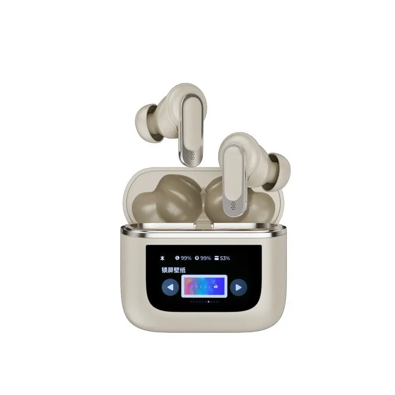 New V8 Color Screen Touch Control Bluetooth Earbuds, ANC Active Noise Cancelling, LCD Display, Bilingual Version, Compatible with JBL, Experience Ultimate Sound Quality!