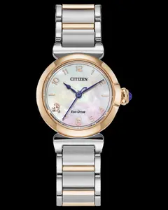 Citizen L Mae White Dial Women's Watch Eco-Drive Two-Tone Stainless Steel Band Elegant Design for Everyday Wear