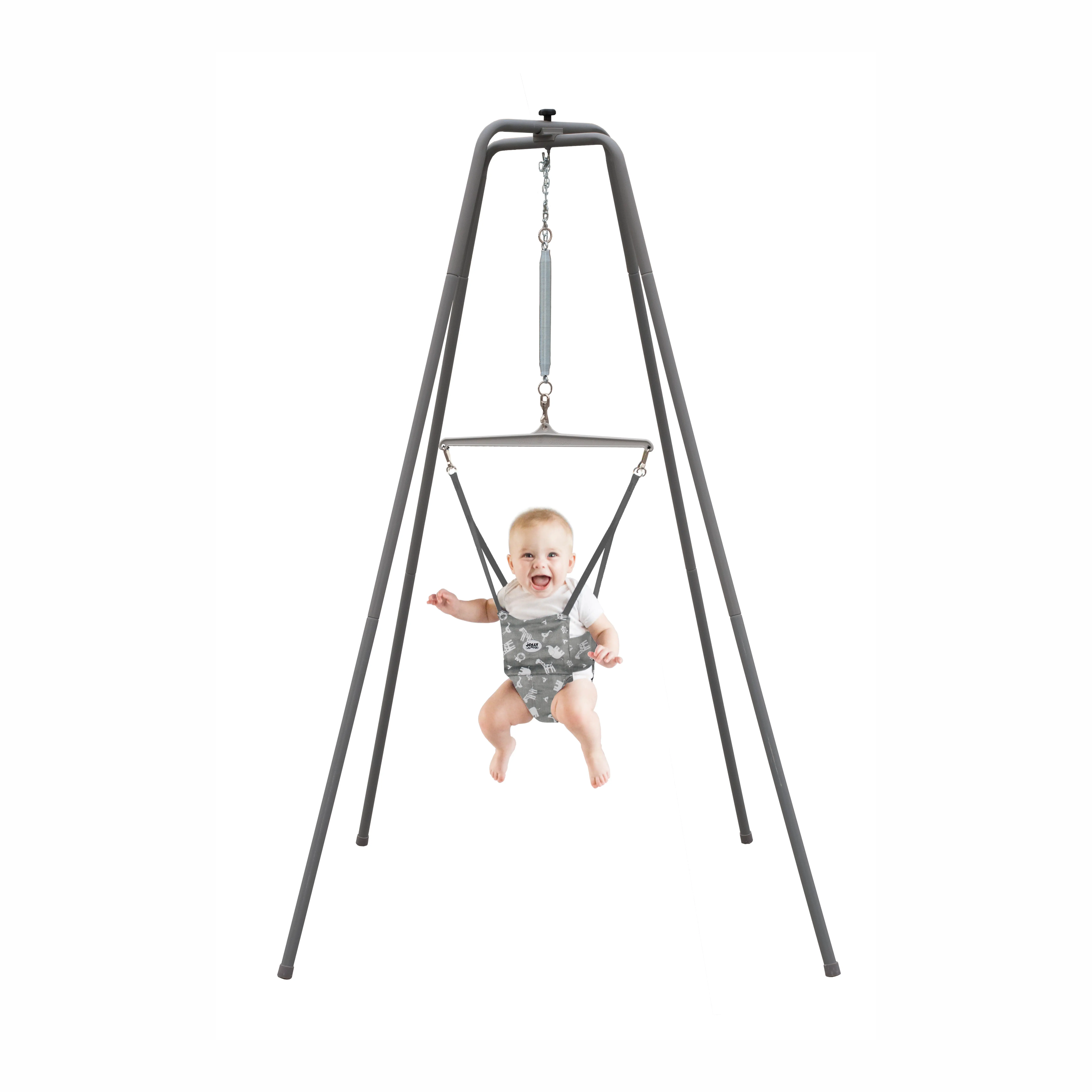 Jolly Jumper Elite – Original Baby Exerciser with Super Stand, Grey Safari Saddle