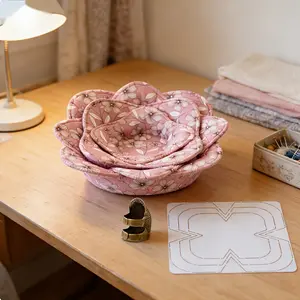 1 12.01 * 12.01 inch fabric anti-scalding bowl sewing template | cream color, including 1 sewing thimble finger cover, which can be converted into three sizes of storage baskets