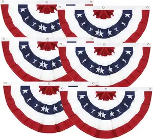 2x4 Ft  4th of July Decorations Patriotic Decorations Outdoor USA Pleated Fan Bunting Stars and Stripes Banner Fourth of July Veterans Labor Memorial Day Red White and Blue Decor 6Pack