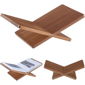 Solid Wooden Book Stand for Desktop Display & Reading –15.7" x 9.4" x 5.7” Extra Large Wood Open Book Holder for Cookbook, Bible, Recipe, Textbook, Magazine (African Sapele)