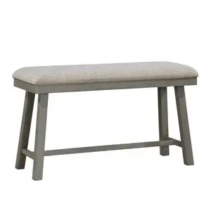 Light Gray Finish Counter Height Bench Foam Cushioned Seat Industrial Design Kitchen Dining Furniture 1pc On-Site