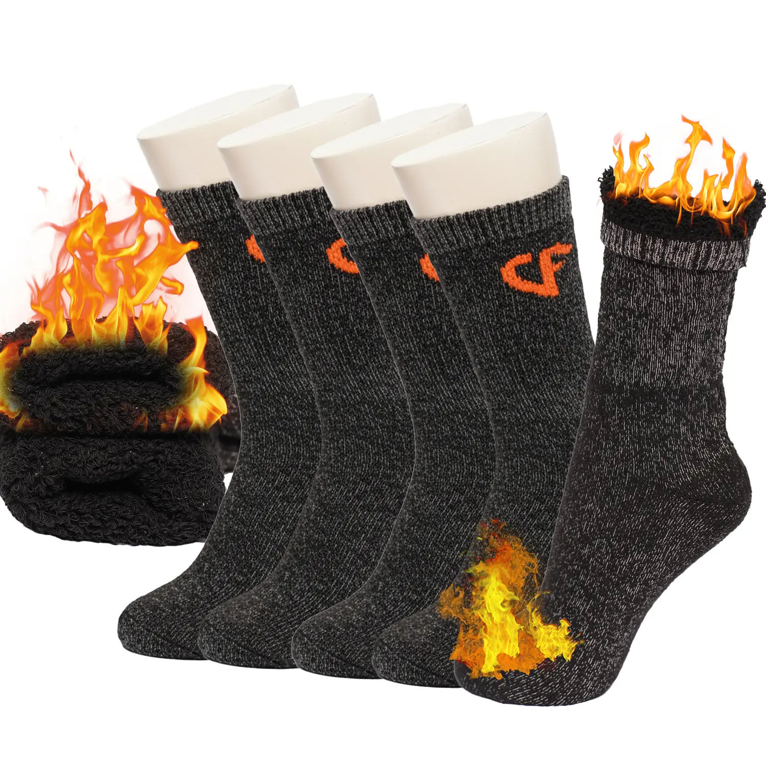 COMFELLO Men’s Thermal Merino Wool Socks Assorted Colors | Warm Winter Crew Socks for Hiking, Work & Boots | Thick Wool Blend Cold Weather Socks (3, 6, 9 & 12 Pairs)