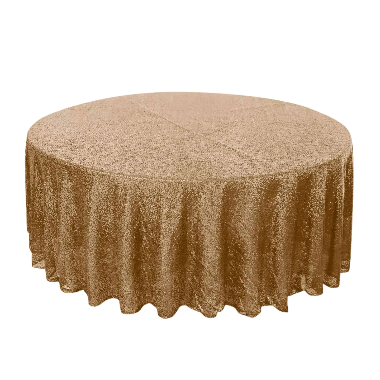 108-Inch Gold Round Sequin Tablecloth - Sequined Texture, Glittering Finish, Dry Clean Only, Decor & Backdrop for Anniversary Themed Events, Corporate