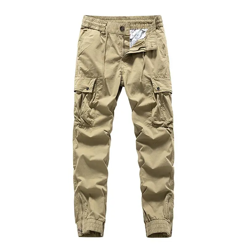 Cargos Jogging Pants, Button Fly Cuffed Ankle Work Cargo Pants for Men, Cotton Hard Trousers Fit Spring Back to School Casual Campus Outfits