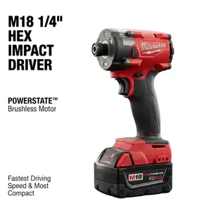 Milwaukee M18 FID3 1/4-Inch Hex Impact Driver with 300Nm Torque, 4-Mode Drive Control Up to 3900RPM, Includes Battery and Charger Kit, Professional Grade Cordless Power Tool for Fastening and Construction, Compact Design repair