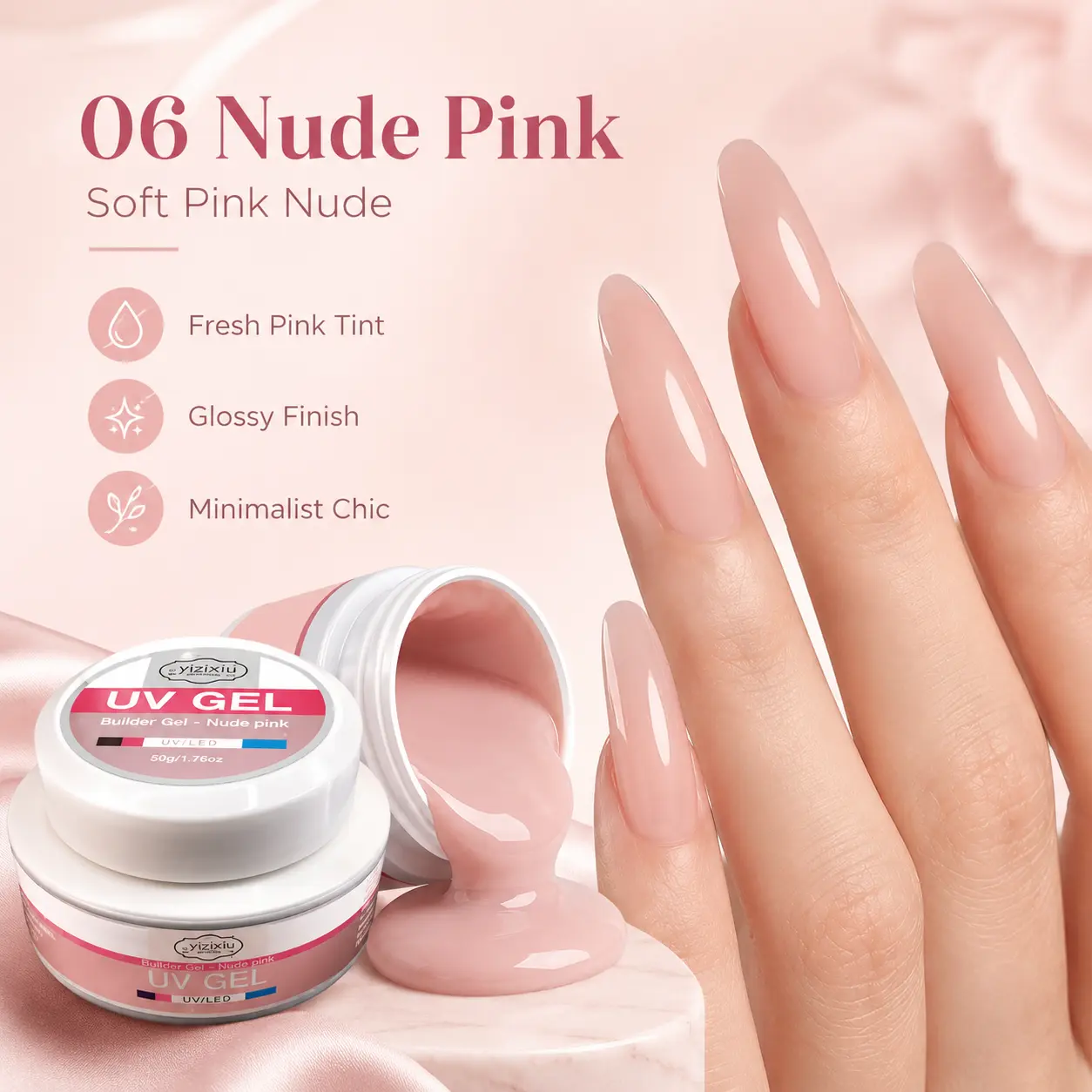 YIZHIXIU UV Builder Gel for Nails, 6 Nude Shades Milk Extension Gel, Self-Leveling Nail Strengthening Gel for Nail Extension and DIY Manicure