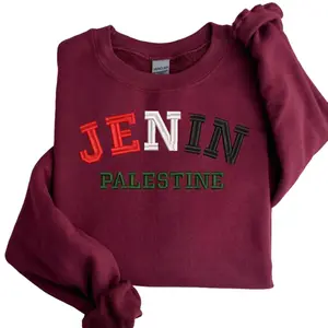 Jenin Palestine Custom Embroidered Sweatshirt- T-Shirt Vinyl, Cute, Freedom, Oversized fit, Comfy, Cotton, Polyester Hoodie Casual Crewneck Menswear Sweaters Tops Pullover