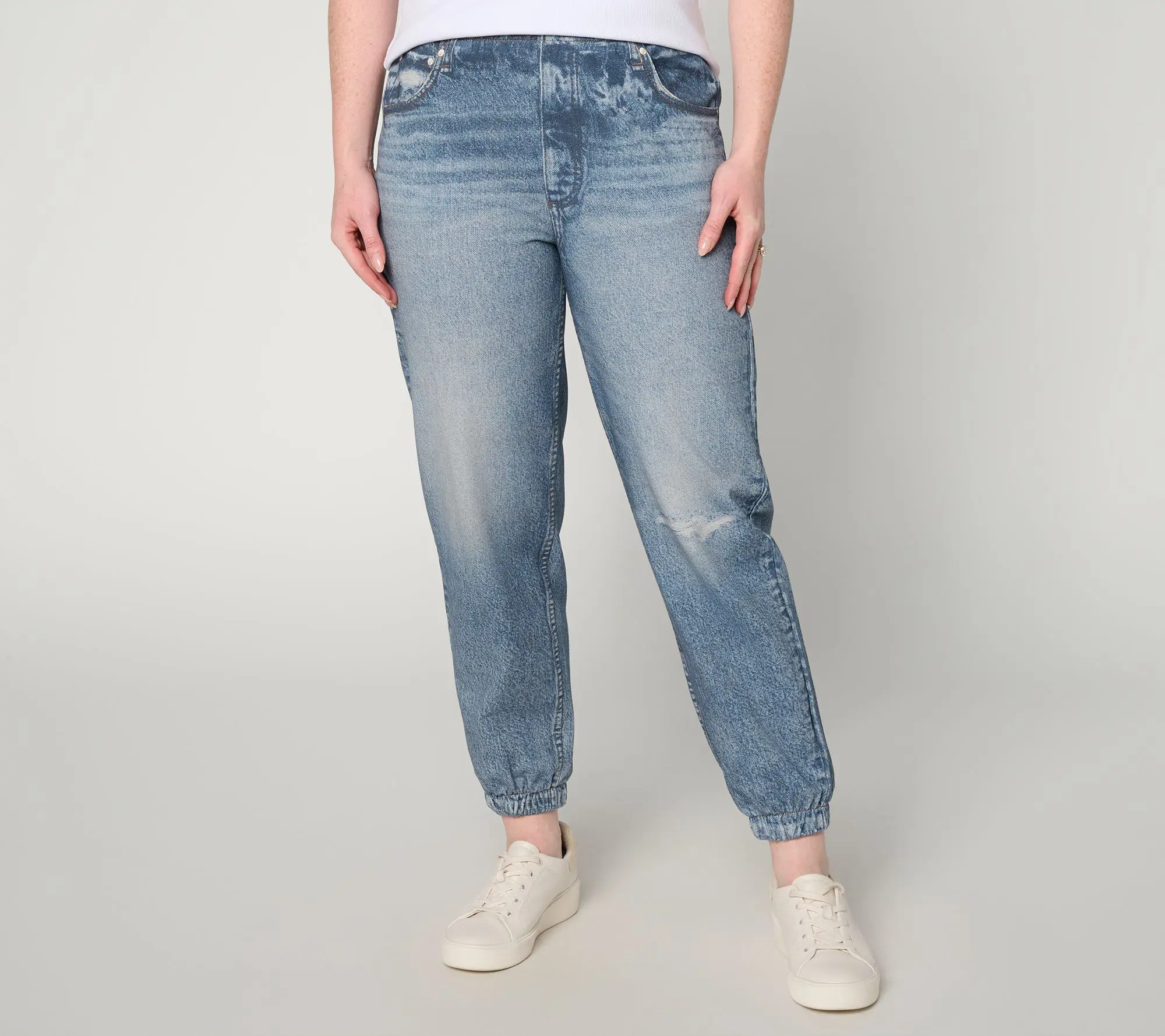 AnyBody Tall Printed Denim Effect French Terry Jogger