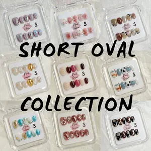 NailHaven| Short Oval Collection| short length 17mm handmade press on  nails| oval shape nails| Acrylic Fake Nails Handmade High Quality 10 Pcs Reusable Nail Art