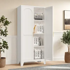 61 Inch Tall Metal Storage Cabinet, Heavy-Duty Anti-Rust Steel Cabinet with Adjustable Shelves, Large Capacity Multi-Purpose Organizer Cabinet Easy Assembly for Home Office Kitchen Bedroom