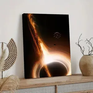 Interstellar Black Hole with Space Station Aesthetic Wall Art, Wonderful Canvas Poster for Girlfriend/Boyfriend, Premium Quality, Beautiful Gift Idea for Home