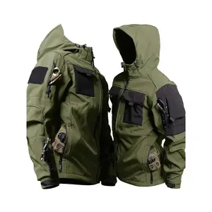 Men's Casual Hooded Hiking Jacket - Outdoor Functional Windproof and Breathable Coat - Warm Coat - Long-Sleeved Coat - Tactical Waterproof Softshell Jacket - Multi-Functional Hooded Shirt, Suitable for Autumn and Winter Clothing Menswear